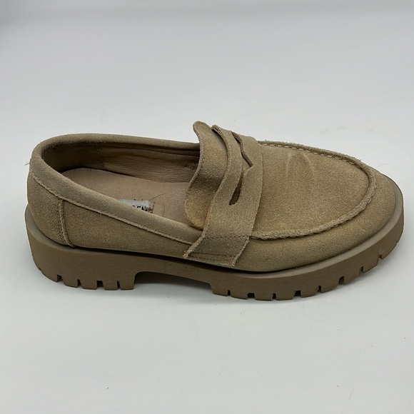 Steve Madden - Lila Taupe Suede Slip On Rounded Close Toe Chunky Loafer Size 8.5 - Picture 4 of 13